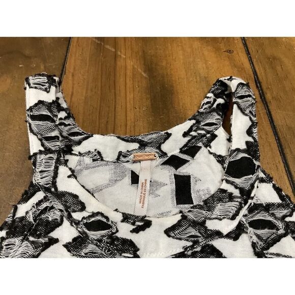 Free People Black White Halter Mini Dress XS Pockets - Picture 4 of 10